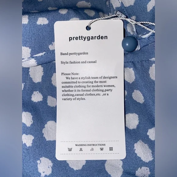 Pretty Garden Blue with White Polka Dot Long Dress Size Large - Picture 5 of 7